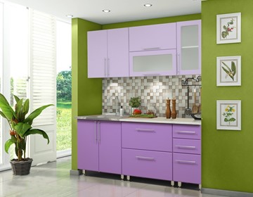 Гарнитур на кухню Мыло 224 2000х718, цвет Фиолет/Пастель фиолет в Липецке