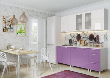 Кухонный гарнитур угловой Модерн, белый глянец/фиолетовый металлик в Липецке