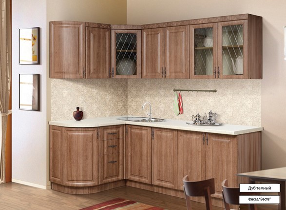 Модульная кухня Веста 1330х2200, цвет Дуб темный в Липецке - изображение