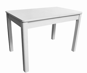 Кухонный стол раздвижной Айсберг-07 СТ1, белое ЛДСП/стекло белое/прямые массив белый в Липецке