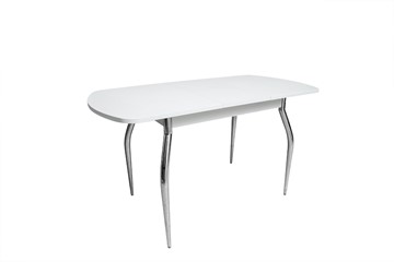 Кухонный раздвижной стол ПГ-02СТ белое/белое/крашенные фигурные в Липецке - предосмотр 1