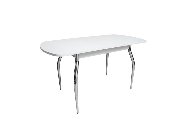 Кухонный раздвижной стол ПГ-02СТ белое/белое/крашенные фигурные в Липецке - изображение 1