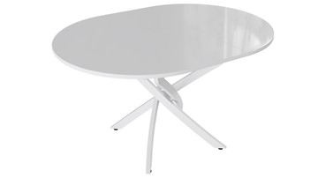 Кухонный стол раздвижной Diamond тип 3 (Белый муар/Белый глянец) в Липецке - предосмотр 1