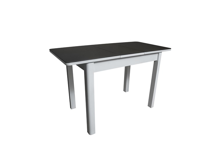 Кухонный раскладной стол Айсберг-2СТ белое/черное/прямые массив в Липецке - изображение 1