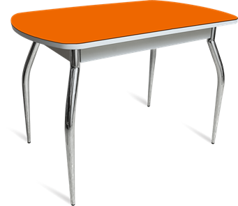 Кухонный стол ПГ-04 СТ белое/оранжевое/хром фигурные в Липецке - предосмотр