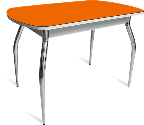 Кухонный стол ПГ-04 СТ белое/оранжевое/хром фигурные в Липецке - изображение
