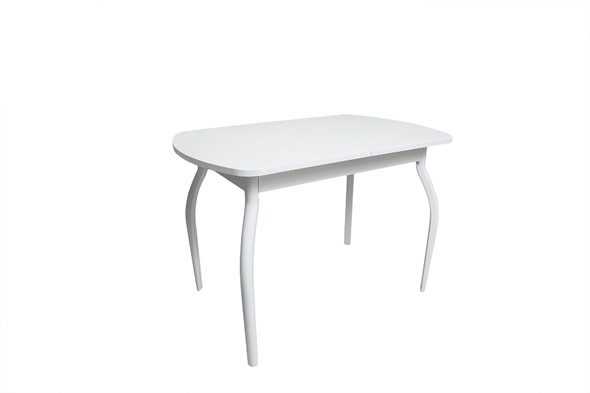 Кухонный раздвижной стол ПГ-02СТ белое/белое/крашенные фигурные в Липецке - изображение