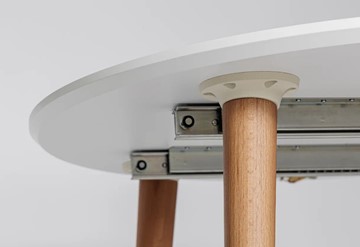 Кухонный стол круглый Белая Эмаль д. 90 см МДФ ножки светлый орех в Липецке - предосмотр 3