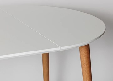 Кухонный стол круглый Белая Эмаль д. 100 см МДФ ножки светлый орех в Липецке - предосмотр 15
