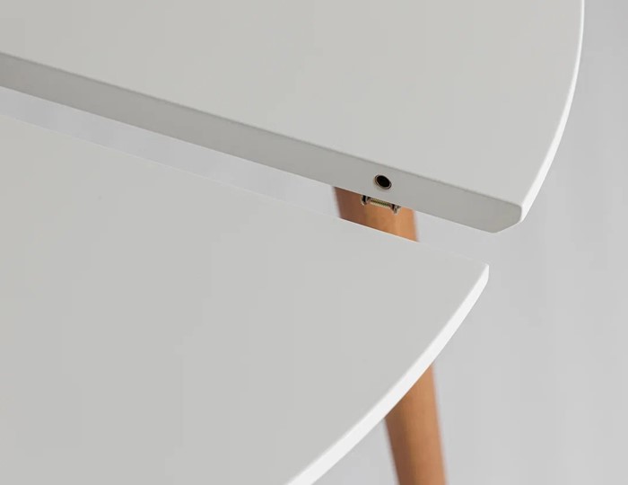 Кухонный стол круглый Белая Эмаль д. 90 см МДФ ножки светлый орех в Липецке - изображение 16