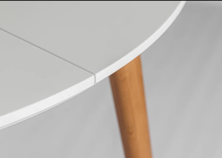 Кухонный стол круглый Белая Эмаль д. 100 см МДФ ножки светлый орех в Липецке - изображение 19