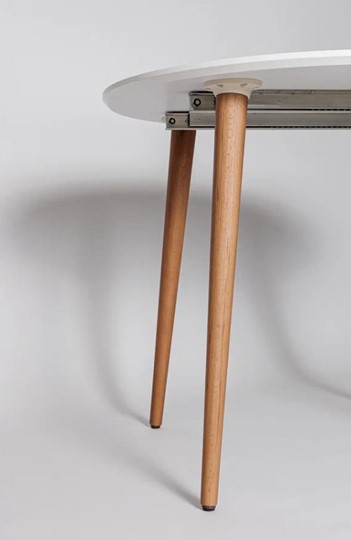 Кухонный стол круглый Белая Эмаль д. 100 см МДФ ножки светлый орех в Липецке - изображение 20