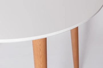 Кухонный стол круглый Белая Эмаль д. 90 см МДФ ножки светлый орех в Липецке - предосмотр 21