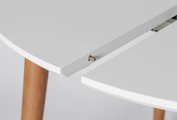 Кухонный стол круглый Белая Эмаль д. 100 см МДФ ножки светлый орех в Липецке - предосмотр 4