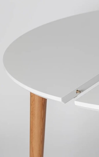 Кухонный стол круглый Белая Эмаль д. 100 см МДФ ножки светлый орех в Липецке - изображение 5