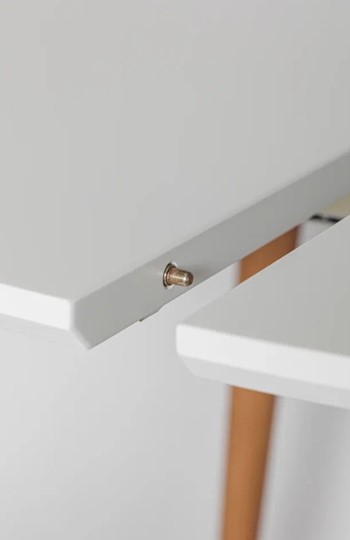 Кухонный стол круглый Белая Эмаль д. 100 см МДФ ножки светлый орех в Липецке - изображение 8