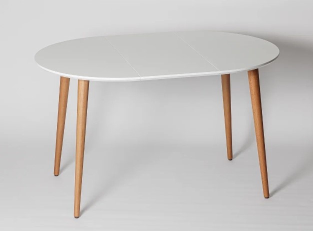 Кухонный стол круглый Белая Эмаль д. 90 см МДФ ножки светлый орех в Липецке - изображение 9
