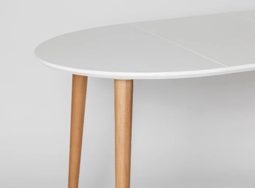 Кухонный стол круглый Белая Эмаль д. 90 см МДФ ножки светлый орех в Липецке - предосмотр 10