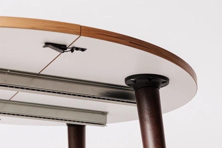 Кухонный раздвижной круглый стол Шпон Ореха д. 100 см МДФ светлый орех в Липецке - изображение 3