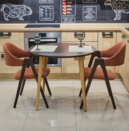 Кухонный раздвижной круглый стол Венге 90*90 см ЛДСП в Липецке - изображение 7