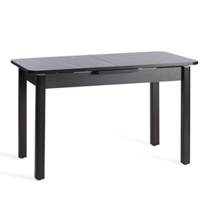 Кухонный раздвижной стол ALIGERY ЛДСП/HPL/опора-массив березы, 130х75+30х75, Мрамор чёрный/чёрный арт.20607 в Липецке