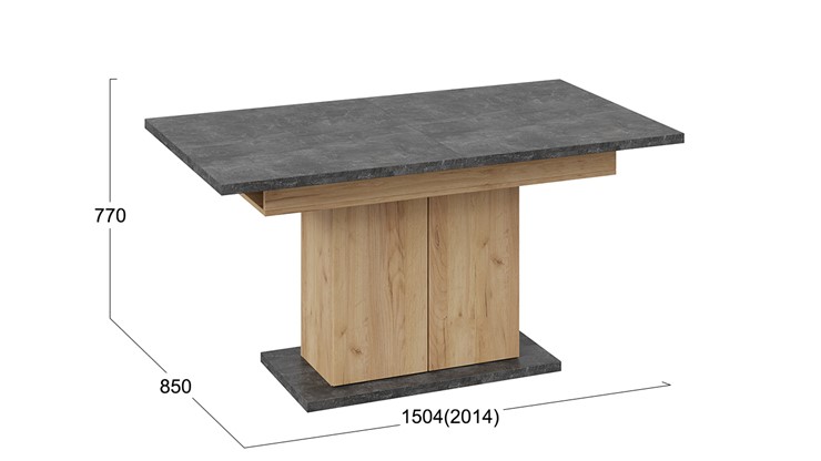 Обеденный раздвижной стол Детройт тип 1 (Дуб Крафт золотой/Ателье) в Липецке - изображение 4