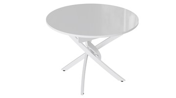 Кухонный стол раздвижной Diamond тип 3 (Белый муар/Белый глянец) в Липецке - предосмотр
