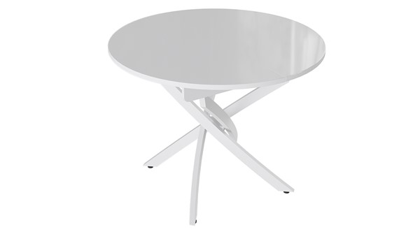 Кухонный стол раздвижной Diamond тип 3 (Белый муар/Белый глянец) в Липецке - изображение
