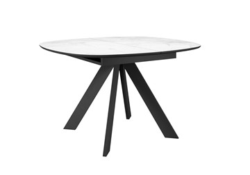 Кухонный раздвижной стол DikLine BK100 Керамика Белый мрамор/подстолье черное/опоры черные в Липецке