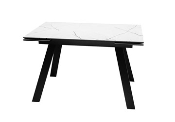 Кухонный раздвижной стол DikLine DKL140 Керамика Белый мрамор/опоры черные (2 уп.) в Липецке