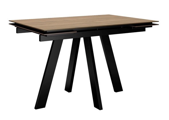Кухонный раздвижной стол DikLine DM120 Дуб галифакс / опоры черные в Липецке - изображение