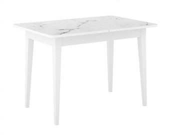Кухонный стол раскладной Dikline M110 Белый/стекло белый мрамор сатин/ножки MM белые в Липецке