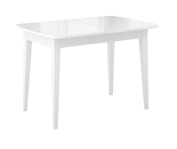 Кухонный стол раздвижной Dikline M120 Белый/стекло белое глянец/ножки MM белые в Липецке