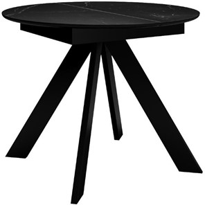 Обеденный раздвижной стол DikLine SKC100 D1000 Керамика Черный мрамор / опоры черные в Липецке