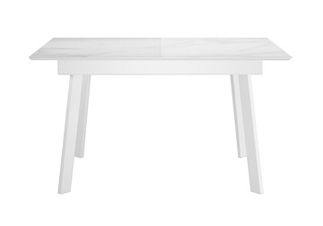 Кухонный стол раздвижной DikLine SKH125 Керамика Белый мрамор/подстолье белое/опоры белые (2 уп.) в Липецке