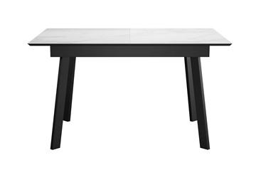 Кухонный раздвижной стол DikLine SKH125 Керамика Белый мрамор/подстолье черное/опоры черные (2 уп.) в Липецке