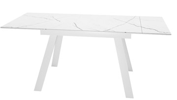 Кухонный раскладной стол DikLine SKM140 Керамика Белый мрамор/подстолье белое/опоры белые (2 уп.) в Липецке - предосмотр 1