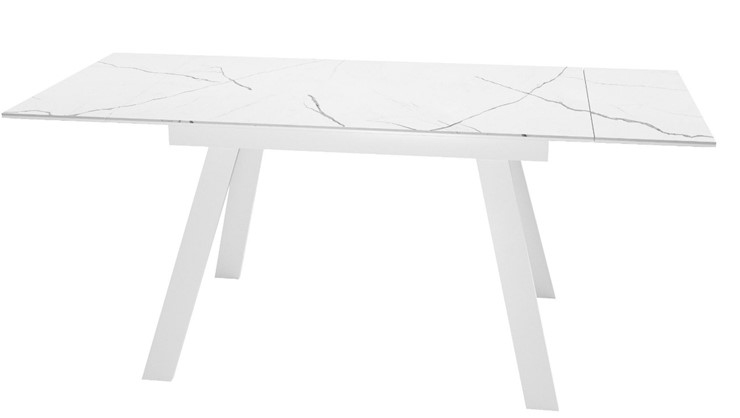 Кухонный раскладной стол DikLine SKM140 Керамика Белый мрамор/подстолье белое/опоры белые (2 уп.) в Липецке - изображение 1