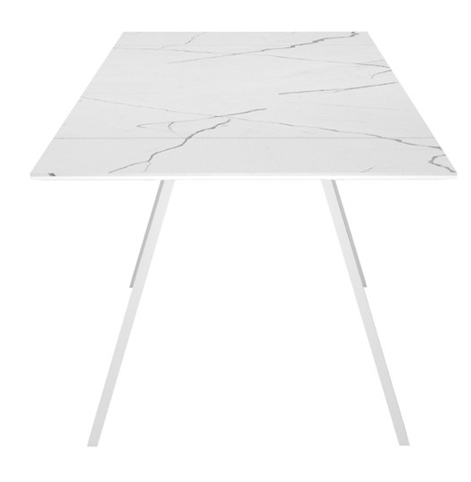 Кухонный раскладной стол DikLine SKM140 Керамика Белый мрамор/подстолье белое/опоры белые (2 уп.) в Липецке - изображение 4