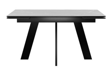 Кухонный стол раздвижной DikLine SKM140 Керамика серый мрамор/подстолье черное/опоры черные (2 уп.) в Липецке - предосмотр 3
