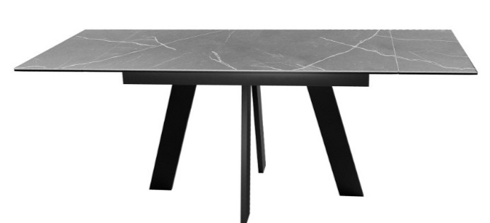 Кухонный стол раздвижной DikLine SKM140 Керамика серый мрамор/подстолье черное/опоры черные (2 уп.) в Липецке - изображение 4