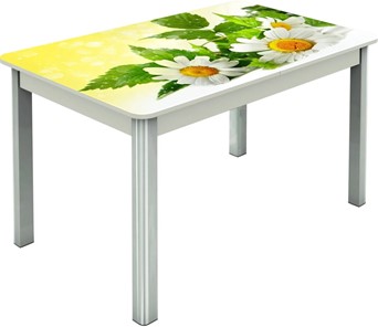 Кухонный стол раскладной Гамбург исп.2 ноги метал. крашеные №23, Фотопечать (Цветы №3) в Липецке