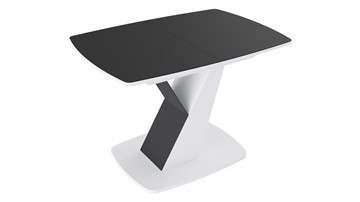 Обеденный раздвижной стол Гарда тип 1, цвет Белый/Стекло матовое черный графит в Липецке