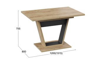 Обеденный раздвижной стол Гавана тип 1 (Дуб крафт золотой/Черный) в Липецке - предосмотр 5