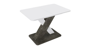 Кухонный стол раздвижной Люксембург тип 1 (Белый/Ателье темный/Стекло белое матовое) в Липецке