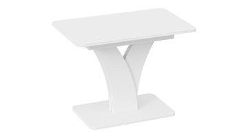 Кухонный раскладной стол Люксембург тип 2 (Белый/Стекло белое матовое) в Липецке