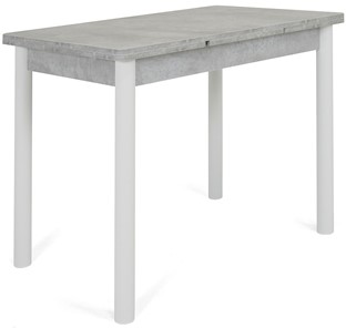 Кухонный стол раскладной Милан-1 EVO, ноги металлические белые, светлый цемент в Липецке