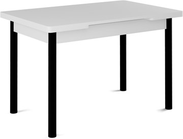 Кухонный стол раскладной Милан-1 EVO, ноги металлические черные, белый цемент в Липецке