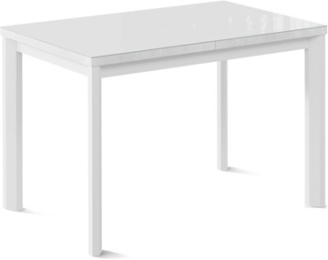 Стол раздвижной Нагано-1G (ноги металлические белые, стекло cristal/белый цемент) в Липецке