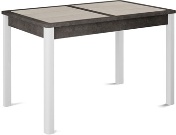 Обеденный раздвижной стол Ницца-1 ПЛ (ноги белые, плитка бежевая/серый камень) в Липецке